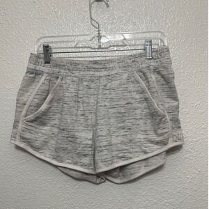 Bobbie Brooks Grey White Shorts Large Elastic Waist Pockets